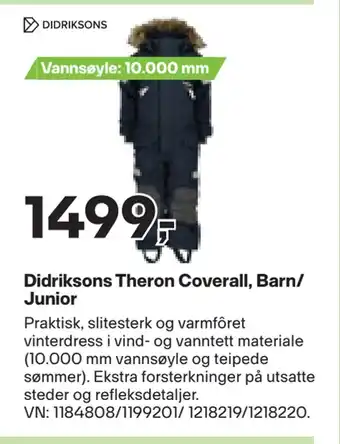 XXL Sport Didriksons theron coverall, barn/ junior tilbud