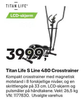 XXL Sport Titan life s line 480 crosstrainer tilbud