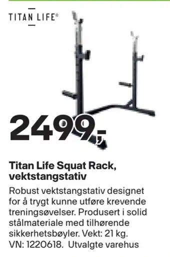 XXL Sport Titan life squat rack, vektstangstativ tilbud