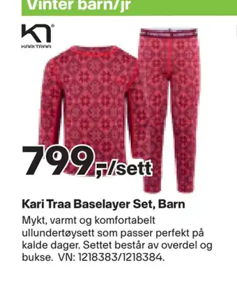 XXL Sport Kari traa baselayer set, barn tilbud