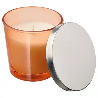 IKEA Aspskog duftlys i glass med lokk, duft: krydret gresskar/oransje, 25 hr tilbud