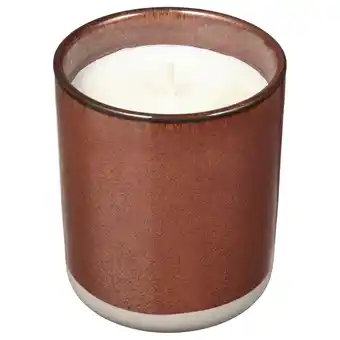 Rosenslån duftlys i keramisk krukke, rav og rose/rød/brun, 45 hr