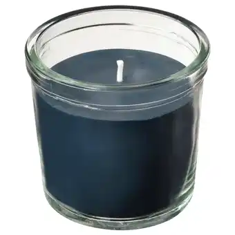 IKEA Fruktskog duftlys i glass, vetiver og geranium/svart-turkis, 20 hr tilbud