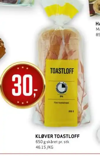Bunnpris KLØVER TOASTLOFF tilbud
