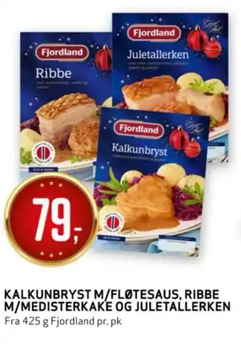 Bunnpris KALKUNBRYST M/FLØTESAUS, RIBBE M/MEDISTERKAKE OG JULETALLERKEN tilbud