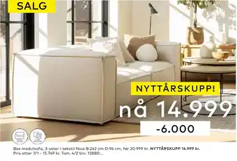 Skeidar Box modulsofa, 3-seter i tekstil niva tilbud