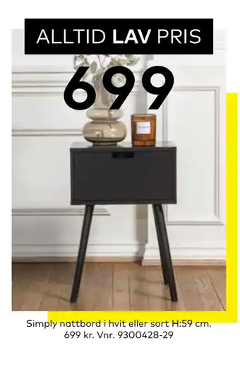 Skeidar Simply nattbord tilbud