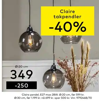 Skeidar Claire pendel tilbud
