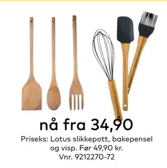 Skeidar Lotus slikkepott, bakepensel og visp tilbud