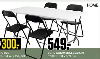 Europris Bord sammenleggbart tilbud