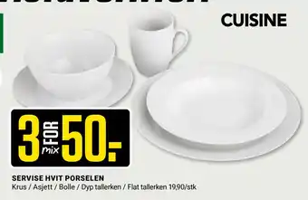 Europris Servise hvit porselen tilbud