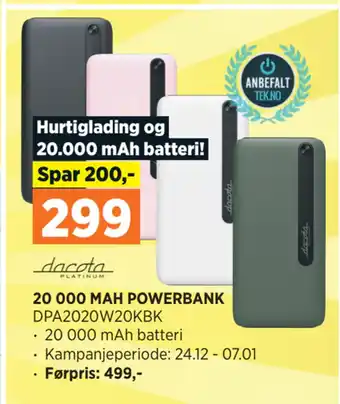 POWER 20 000 mah powerbank tilbud