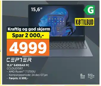 POWER 15,6 bærbar pc tilbud