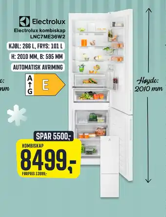 Skousen Electrolux kombiskap lnc7me36w2 tilbud