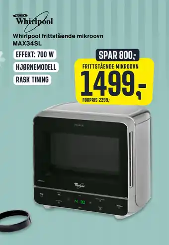 Skousen Whirlpool frittstående mikroovn max34sl tilbud