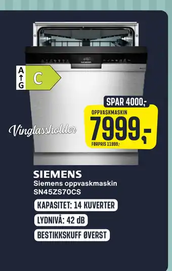 Skousen Siemens oppvaskmaskin sn45zs70cs tilbud