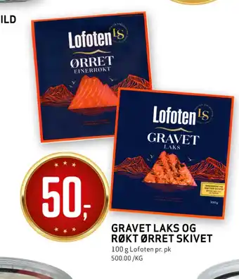 Bunnpris Gravet laks og røkt ørret skivet tilbud