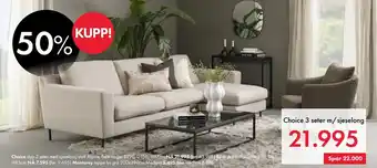 Fagmøbler Choice 3 seter m/sjeselong tilbud