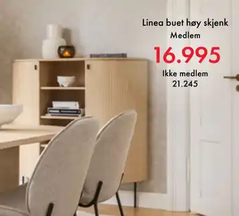 Fagmøbler Linea buet høy skjenk tilbud