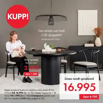 Fagmøbler Linea rundt spisebord tilbud