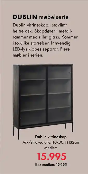 Fagmøbler Dublin vitrineskap tilbud