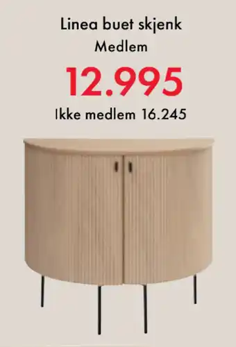 Fagmøbler Linea buet skjenk tilbud