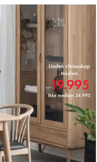 Fagmøbler Linden vitrineskap tilbud