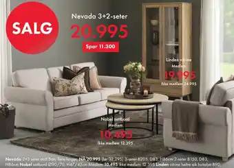 Fagmøbler Nevada 2+3 seter stoff tilbud