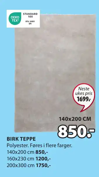 JYSK Birk teppe tilbud