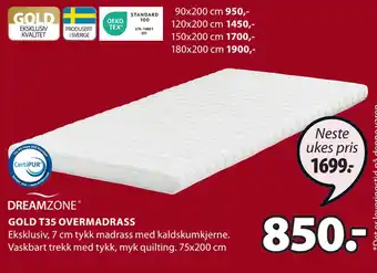 JYSK Gold t35 overmadrass tilbud