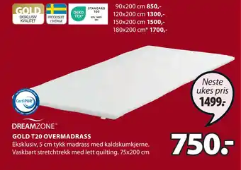 JYSK Gold t20 overmadrass tilbud