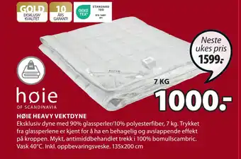 JYSK Høie heavy vektdyne tilbud