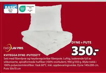JYSK Kvitegga dyne-/putesett tilbud