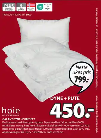 JYSK Galant dyne-/putesett tilbud