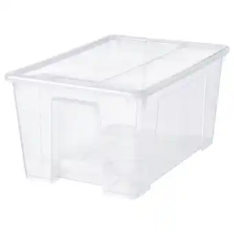 IKEA Samla kasse med lokk, transparent, 57x39x28 cm/45 l tilbud
