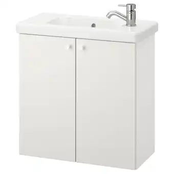 IKEA Enhet / tvällen servantskap med 2 dører, hvit/pilkån blandebatteri, 64x33x65 cm tilbud