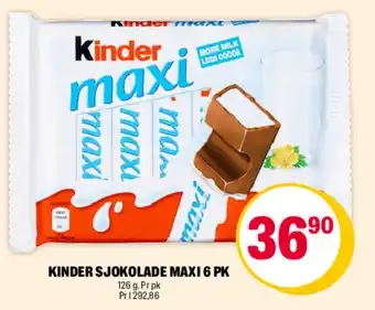 Coop Extra KINDER SJOKOLADE MAXI 6 PK tilbud
