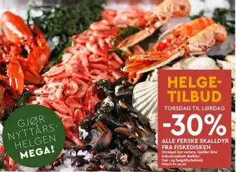 Coop Mega ALLE FERSKE SKALLDYR FRA FISKEDISKEN tilbud