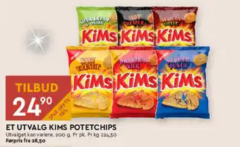 Coop Mega ET UTVALG KIMS POTETCHIPS tilbud