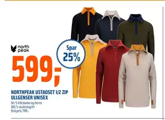 Coop Obs Northpeak ustaoset 1/2 zip ullgenser unisex tilbud