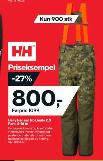 XXL Sport Helly hansen no limits 2.0 pant, 8-16 år tilbud