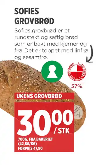 Meny Sofies grovbrød tilbud