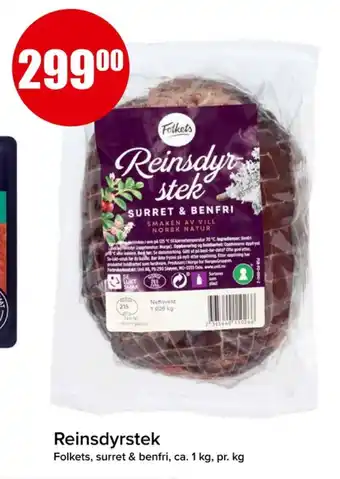 Eurospar Folkets reinsdyrstek tilbud