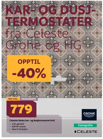 Megaflis Celeste stoke kar- og dusjtermostat hvit tilbud