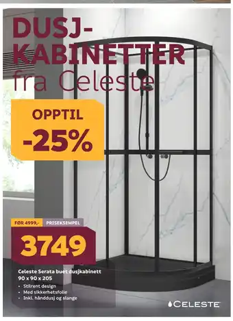 Megaflis Celeste serata buet dusjkabinett 90 x 90 x 205 tilbud