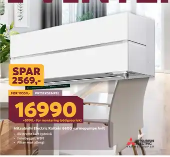 Megaflis Mitsubishi electric kaiteki 6600 varmepumpe hvit tilbud