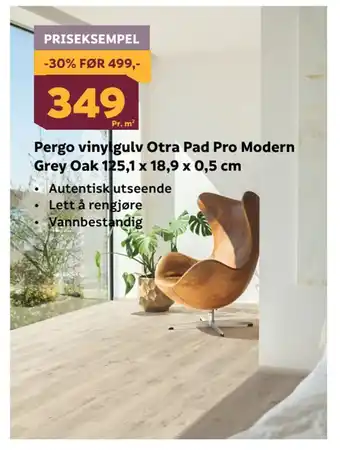 Megaflis Pergo vinylgulv otra pad pro modern grey oak 125,1 x 18,9 x 0,5 cm tilbud