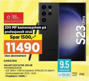 POWER GALAXY S23 ULTRA 256 GB SMS918BZKDEUB tilbud