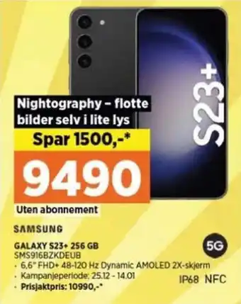 POWER GALAXY S23+ 256 GB SMS916BZKDEUB tilbud