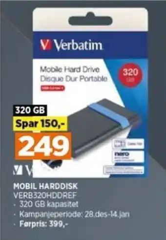 POWER MOBIL HARDDISK VERB320HDDREF tilbud